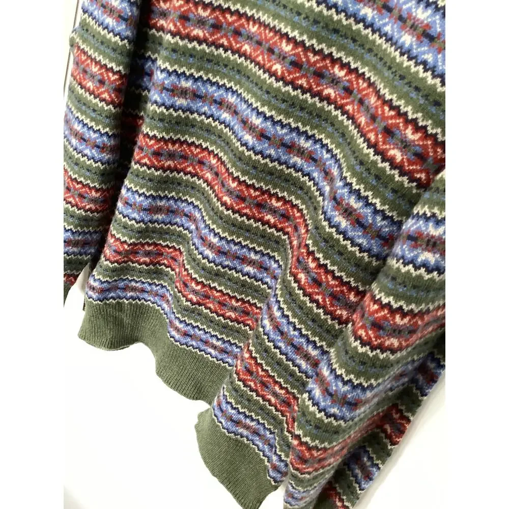 J. CREW Men's Lambswool-Blend‎ Fair Isle Crewneck Jumper Festive Green Size XL